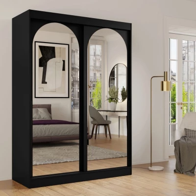 Šatníková skriňa so zrkadlom 150 cm IVAFE - čierna