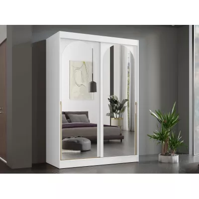 Šatníková skriňa so zrkadlom 150 cm IVAFE - biela / zlatá