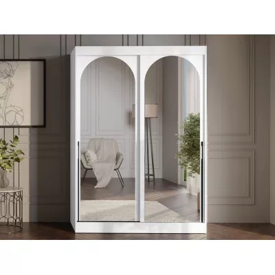 Šatníková skriňa so zrkadlom 150 cm IVAFE - biela / čierna
