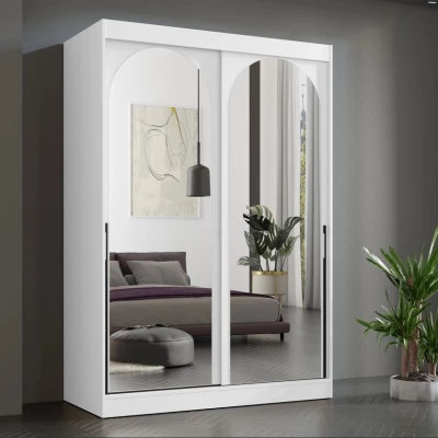 Šatníková skriňa so zrkadlom 150 cm IVAFE - biela / čierna