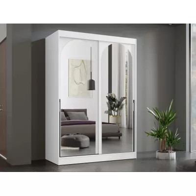 Šatníková skriňa so zrkadlom 150 cm IVAFE - biela / čierna