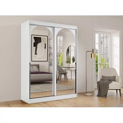 Šatníková skriňa so zrkadlom 150 cm IVAFE - biela / čierna