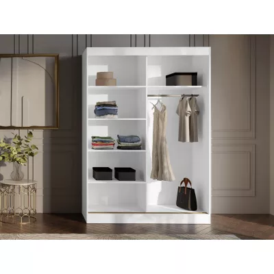Šatníková skriňa so zrkadlom 150 cm IVAFE - biela / čierna
