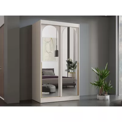 Šatníková skriňa so zrkadlom 120 cm IVAFE - kašmír / zlatá