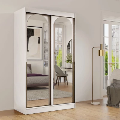 Šatníková skriňa so zrkadlom 120 cm IVAFE - kašmír / zlatá