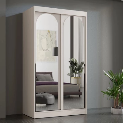 Šatníková skriňa so zrkadlom 120 cm IVAFE - kašmír / čierna