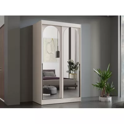 Šatníková skriňa so zrkadlom 120 cm IVAFE - kašmír / čierna