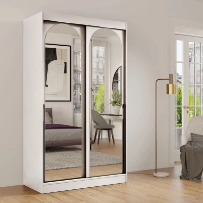 Šatníková skriňa so zrkadlom 120 cm IVAFE - kašmír / čierna
