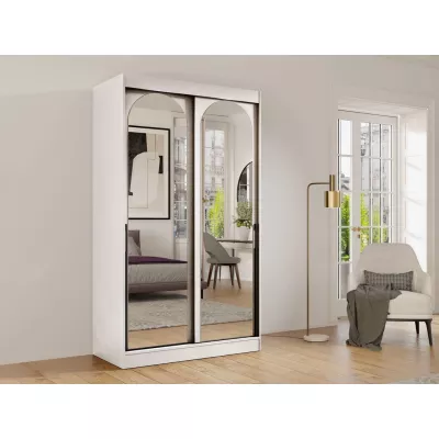 Šatníková skriňa so zrkadlom 120 cm IVAFE - kašmír / čierna