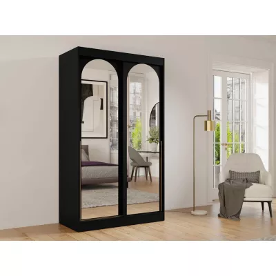 Šatníková skriňa so zrkadlom 120 cm IVAFE - čierna / zlatá