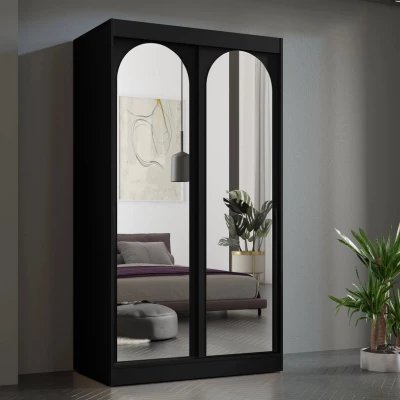 Šatníková skriňa so zrkadlom 120 cm IVAFE - čierna