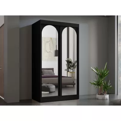 Šatníková skriňa so zrkadlom 120 cm IVAFE - čierna