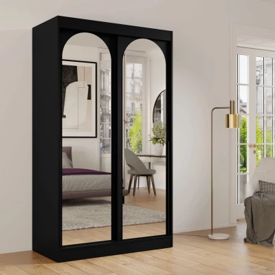 Šatníková skriňa so zrkadlom 120 cm IVAFE - čierna