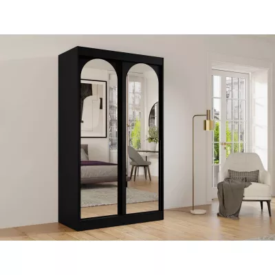 Šatníková skriňa so zrkadlom 120 cm IVAFE - čierna