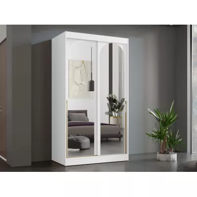 Šatníková skriňa so zrkadlom 120 cm IVAFE - biela / zlatá