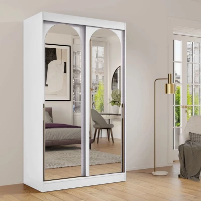 Šatníková skriňa so zrkadlom 120 cm IVAFE - biela / zlatá