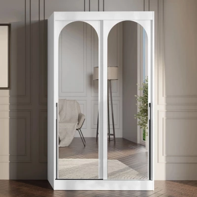 Šatníková skriňa so zrkadlom 120 cm IVAFE - biela / čierna