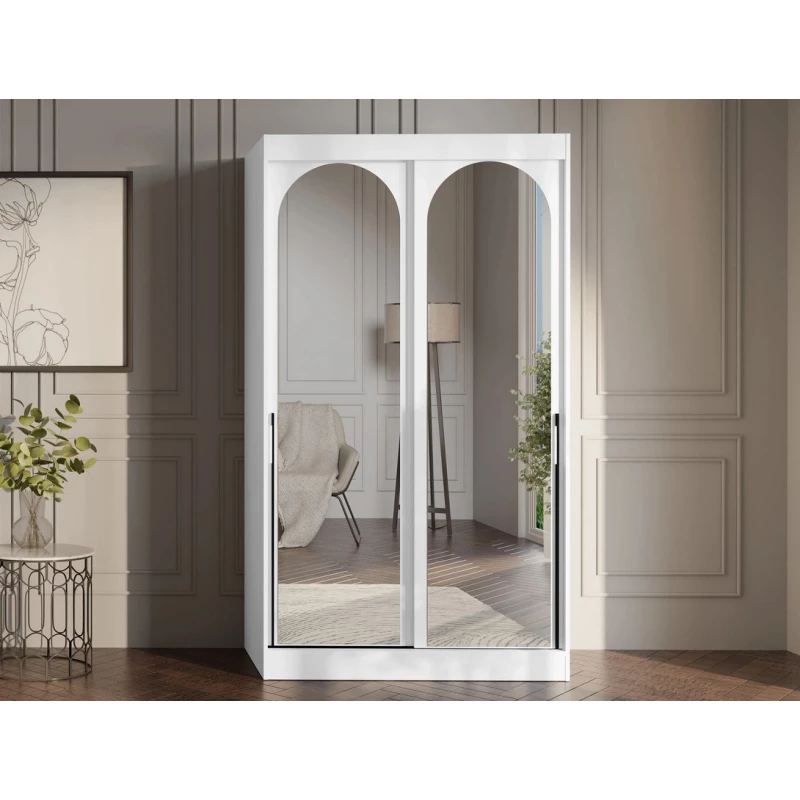 Šatníková skriňa so zrkadlom 120 cm IVAFE - biela / čierna