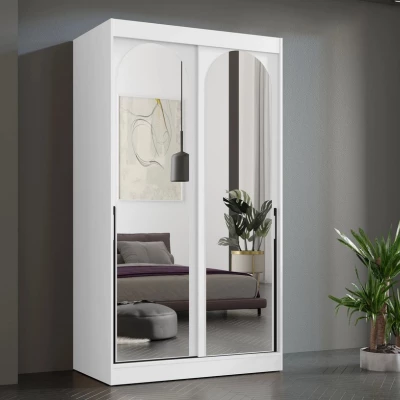 Šatníková skriňa so zrkadlom 120 cm IVAFE - biela / čierna