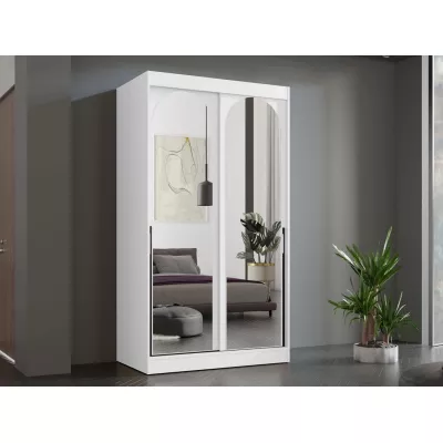 Šatníková skriňa so zrkadlom 120 cm IVAFE - biela / čierna