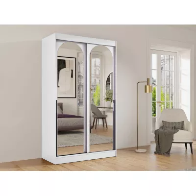 Šatníková skriňa so zrkadlom 120 cm IVAFE - biela / čierna