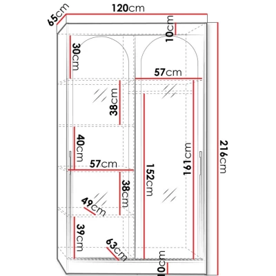Šatníková skriňa so zrkadlom 120 cm IVAFE - kašmír / čierna