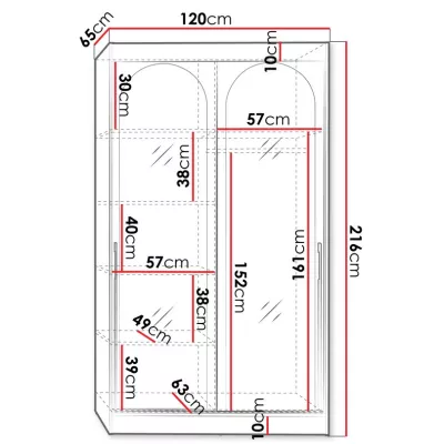 Šatníková skriňa so zrkadlom 120 cm IVAFE - kašmír / čierna
