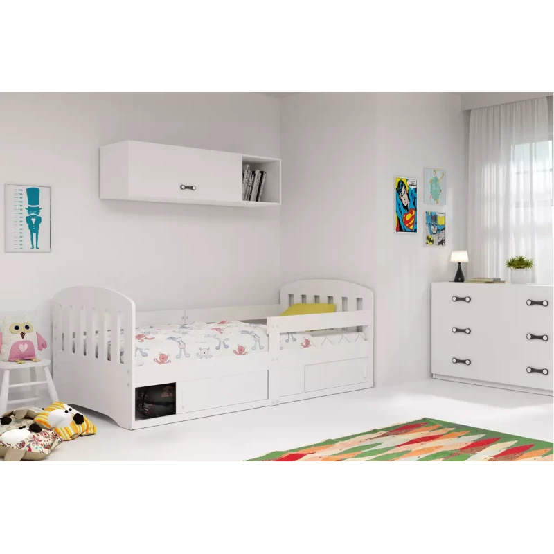 Detská posteľ 80x160 GAVRIL s úložným priestorom a matracom - biela