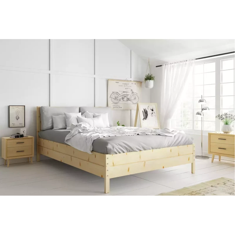Manželská posteľ 180x200 FALLON s matracom - borovica