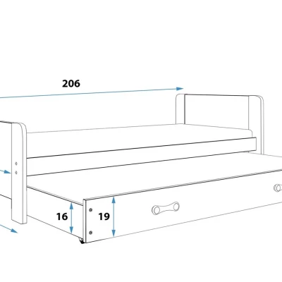 Jednolôžková posteľ 80x200 NASIA - šedá / biela