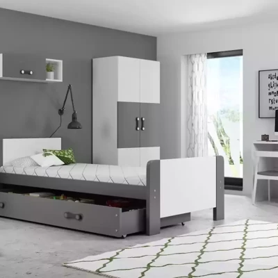 Jednolôžková posteľ 80x200 NASIA s matracom - šedá / biela