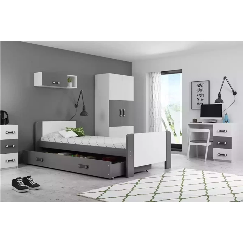 Jednolôžková posteľ 80x200 NASIA s matracom - šedá / biela