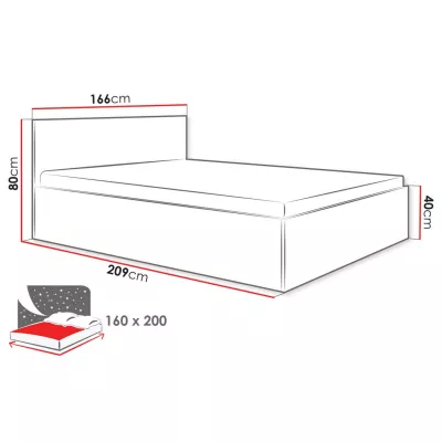 Manželská posteľ s úložným priestorom 160x200 TABORO - biela