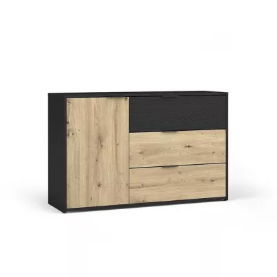 Kombinovaná komoda SALAMINA - dub artisan / čierna grafitová