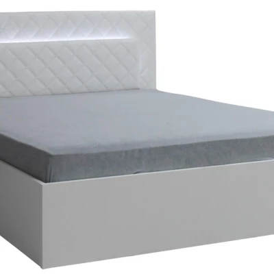 Manželská posteľ 180x200 PAMPLONA - alpská biela / lesklá biela + LED osvetlenie ZDARMA