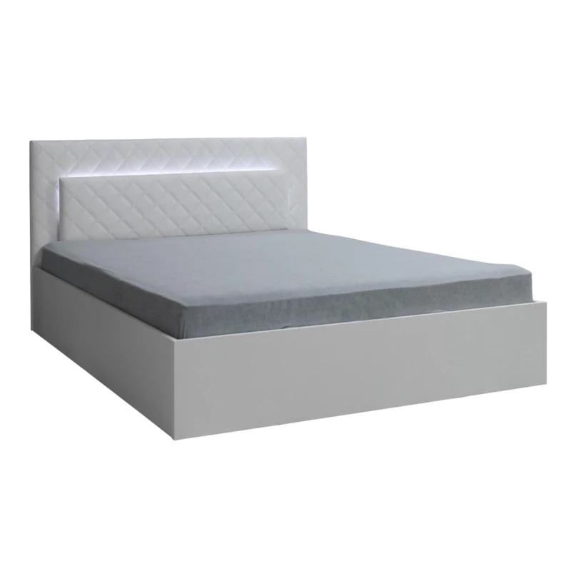Manželská posteľ 180x200 PAMPLONA - alpská biela / lesklá biela + LED osvetlenie ZDARMA
