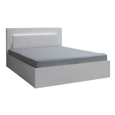 Manželská posteľ 180x200 PAMPLONA - alpská biela / lesklá biela + LED osvetlenie ZDARMA