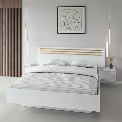 Manželská posteľ 180x200 TURBO - dub artisan / biela + 2x nočný stolík ZDARMA
