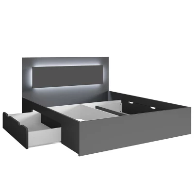 Manželská posteľ so šuplíkmi 180x200 DUITAMA - grafitová + LED osvetlenie ZDARMA