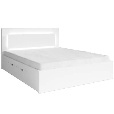 Manželská posteľ so šuplíkmi 160x200 DUITAMA - biela + LED osvetlenie ZDARMA
