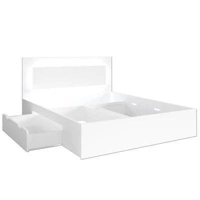 Manželská posteľ so šuplíkmi 160x200 DUITAMA - biela + LED osvetlenie ZDARMA