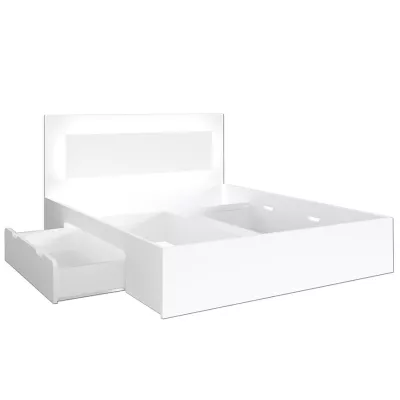 Manželská posteľ so šuplíkmi 140x200 DUITAMA - biela + LED osvetlenie ZDARMA