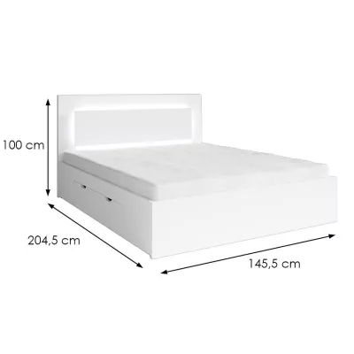 Manželská posteľ so šuplíkmi 140x200 DUITAMA - biela + LED osvetlenie ZDARMA