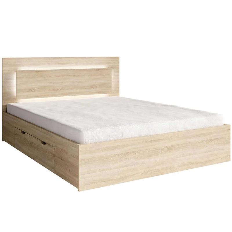 Manželská posteľ so šuplíkmi 140x200 DUITAMA - dub sonoma + LED osvetlenie ZDARMA