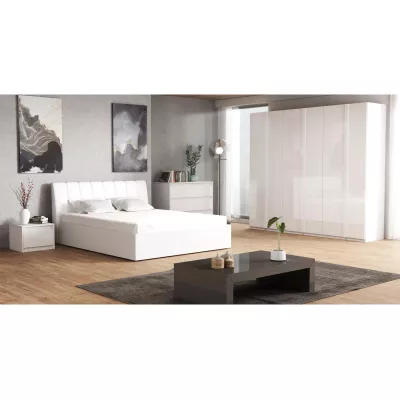 Manželská posteľ s úložným priestorom 160x200 GUAMO - alpská biela / lesklá biela