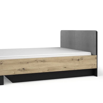Dvojlôžková posteľ s úložným priestorom 160x200 SALAMINA - dub artisan / čierna grafitová
