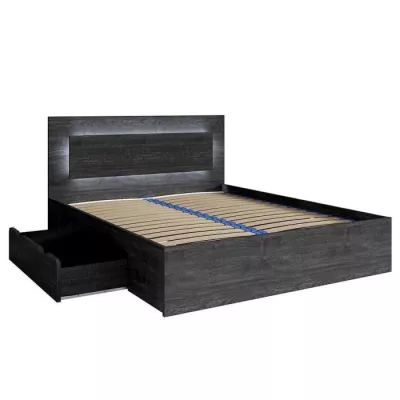 Manželská posteľ so šuplíkmi 180x200 RIONERO - jaseň portland tmavý + LED osvetlenie ZDARMA