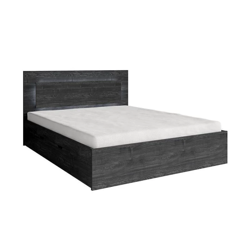 Manželská posteľ so šuplíkmi 160x200 RIONERO - jaseň portland tmavý + LED osvetlenie ZDARMA