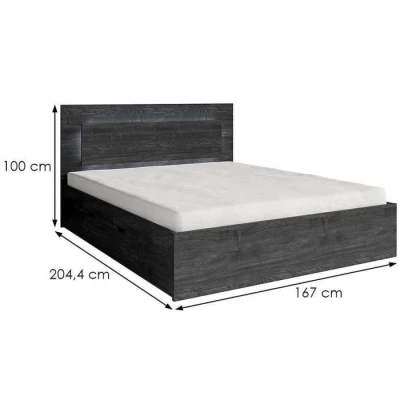 Manželská posteľ so šuplíkmi 160x200 RIONERO - jaseň portland tmavý + LED osvetlenie ZDARMA