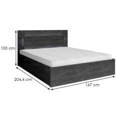 Manželská posteľ so šuplíkmi 160x200 RIONERO - jaseň portland tmavý + LED osvetlenie ZDARMA